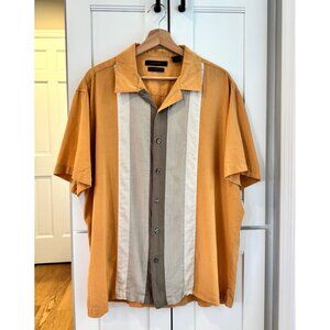 Axist Washable Silk Mens Size XL Short Sleeve Shirt Rockabilly 90s Bowling Style